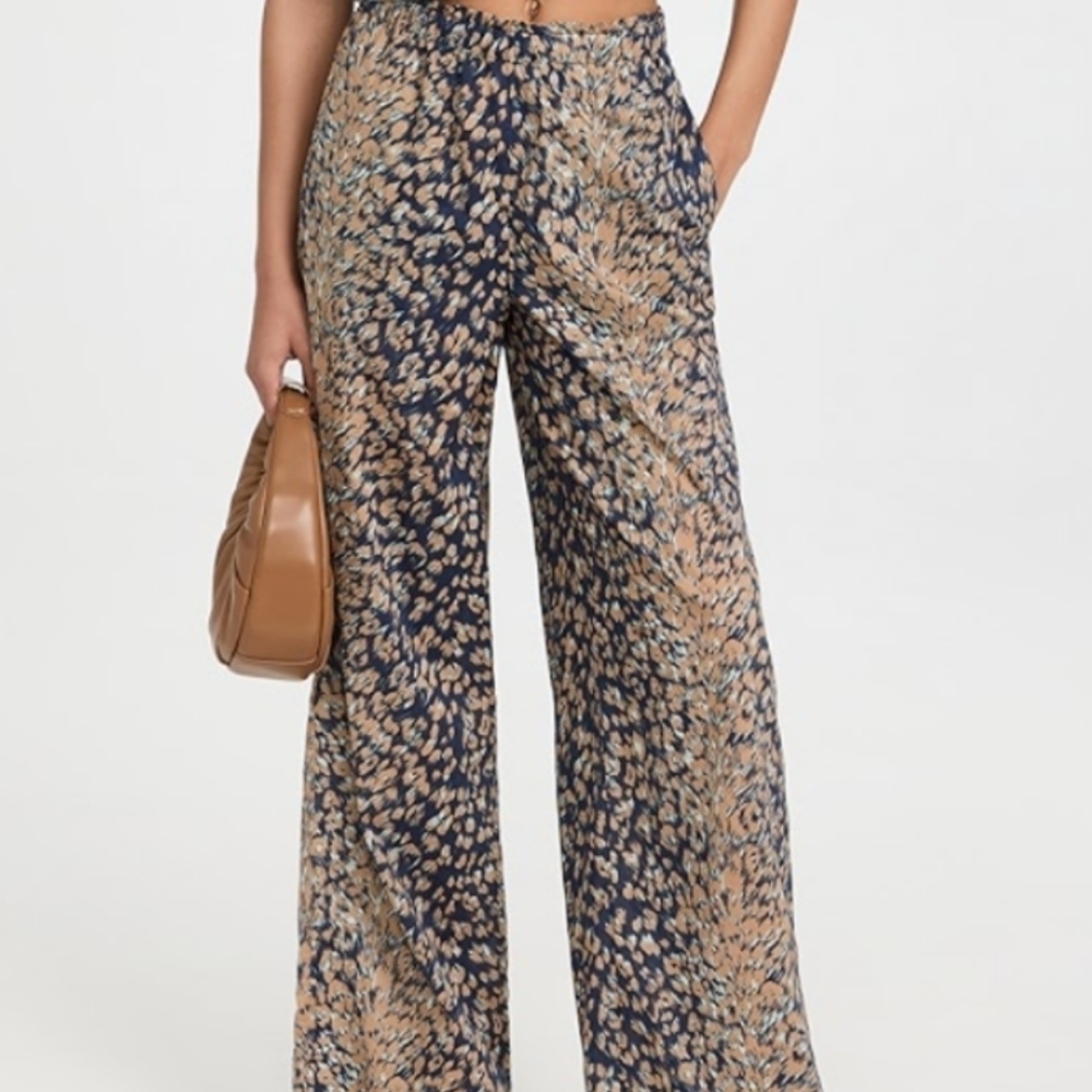 Tanya Taylor Ralia lightweight Wide Leg Stretchy waist beach vacation pants Sz2X